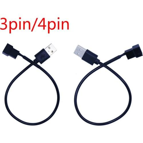 Hot!3/4pin Fan To USB Adapter Cables 3/4Pin Computer PC Fan Power Cable Connector Adapter 5V 30cm Connect