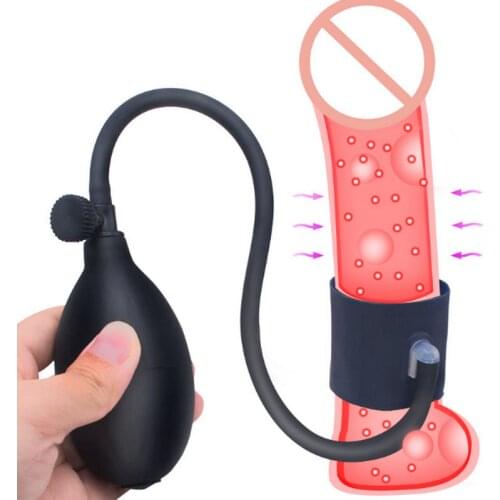 Men Inflatable lock fine ring expansion bondage male masturbation penis training alternative training adult sex toys black