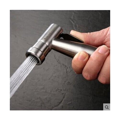 304 Stainless Steel brushed toilet flushing device suit, Bathroom wall mounted bidet spray set, Handheld bidet shower valve set