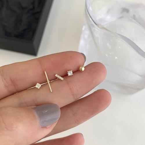 5pcs/set Gold Silver Color Crystal Stud Earring Set For Women Simple Cute Small Earrings New 2021 Fashion Koeran brincos Jewelry