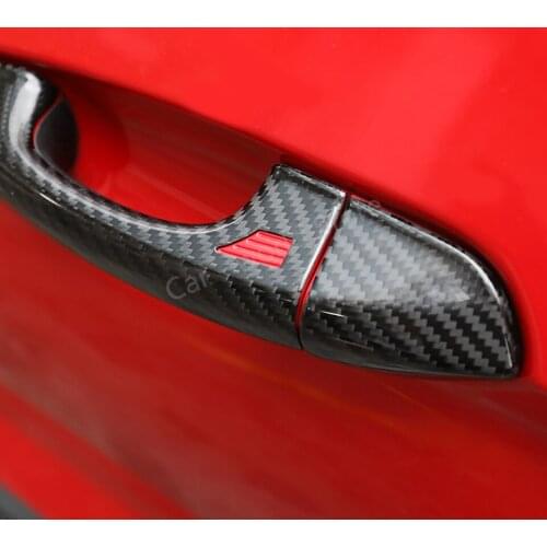 For Ford Mustang Exterior Door Handles Carbon Fiber Outer Door Handles Cover Fit mustang 2015-2020 Car Accessories Exterior Trim