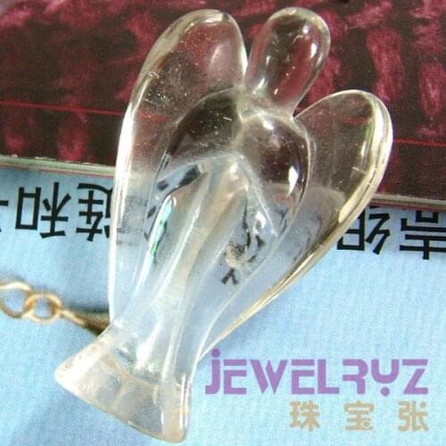 2020 New Arrival !! Fashion Beautiful White Rock Crystal Angel Charms Statue Carved Angel Figurine With Wing Pendant Pendants