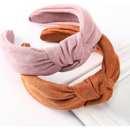 Haimeikang Solid Color Knotted Headbands For Hair Knitting Thick Bezel Hair Hoop Hairbands Girls New Fashion Hair Accessories