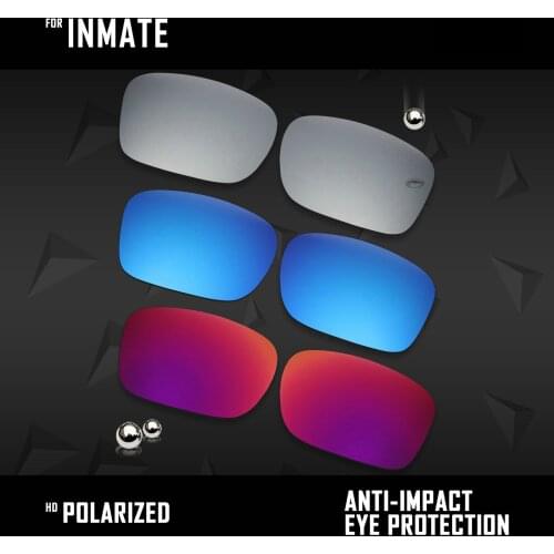 OOWLIT 3 Pairs Polarized Sunglasses Replacement Lenses for Oakley Inmate-Sliver& Midnight Sun & Ice Blue
