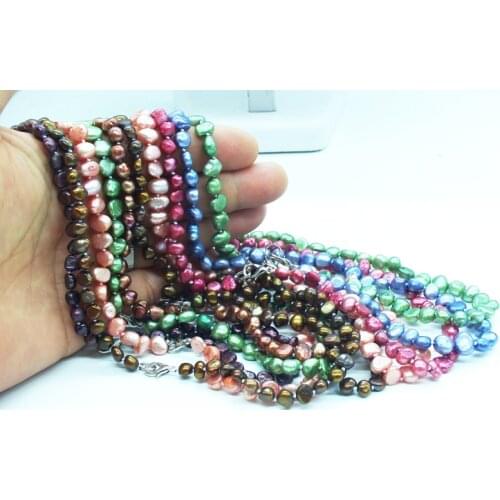 Wholesale! 10PCS 6-7MM lot of color, Baroque freshwater pearl necklace 100% pearl 16 inches(note that the color randomly sent)
