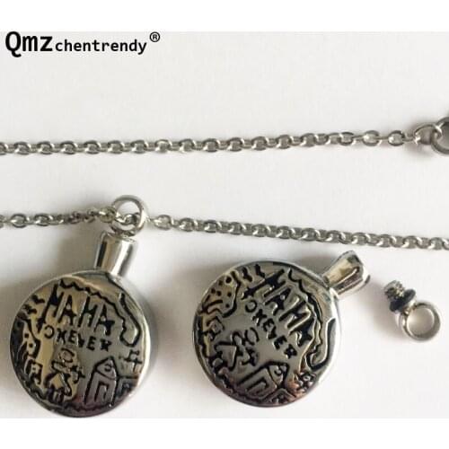 Stainless Steel MAMA Forever Love Round Pendants Necklace Cremation Keepsake Memorial Pets Openable Locket Ashes Urn Jewelry