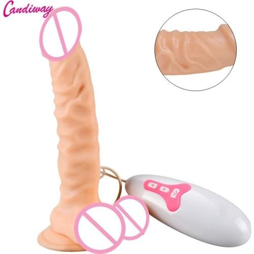 Candiway 12 Speeds Powerful Wired Remote Vibrator Realistic Dildo Strong Suction Cup G-Spot Stimulation Sex Toys For Women 1PC