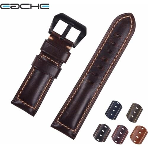 EACHE Watch band 20mm 22mm 24mm 26mm Genuine Leather dark/light brown maroon black Popular Oil-tanned leather Watch Strap