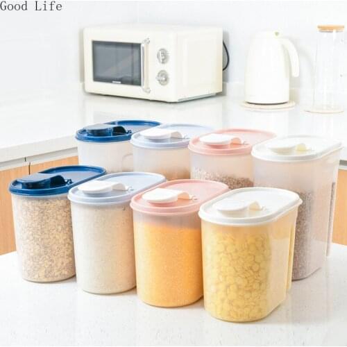 1.8/2.6L Whole Grains Storage Tank Large Plastic Kitchen Food Storage Containers Dry Goods Sealed Jar