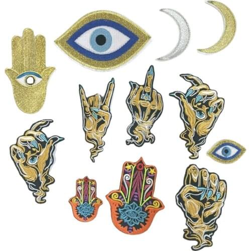 DIY iron-on embroidery eyes moon palm claw cartoon patches for clothing QR-23