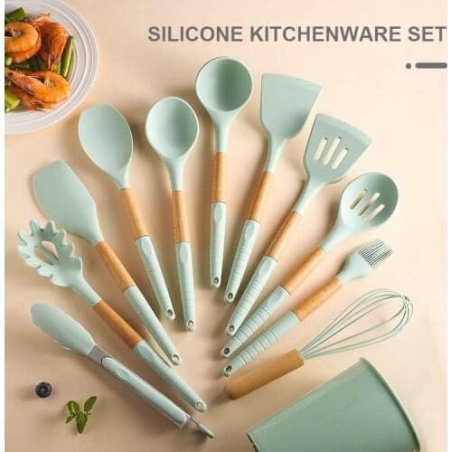 Silicone cookware set non stick cooking pot set silicone spatula soup spoon kitchen utensils accessories japanese kitchenware