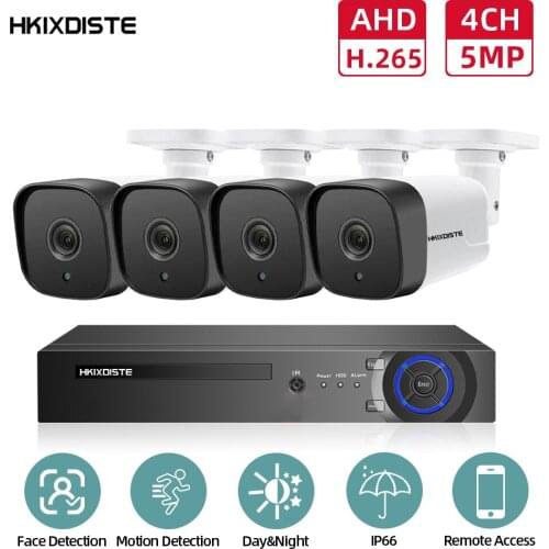 Home Security Camera System 4 Channel CCTV DVR 5MP Outdoor Motion Detection Video Surveillance Camera System Set 4CH AHD DVR Kit