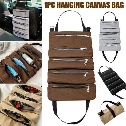 Super Tool Roll Up Bag for Car With 5 Zipper Up Small Bag Suspension Canvas Storage Pouch Auto Inner Accessory Car Styli