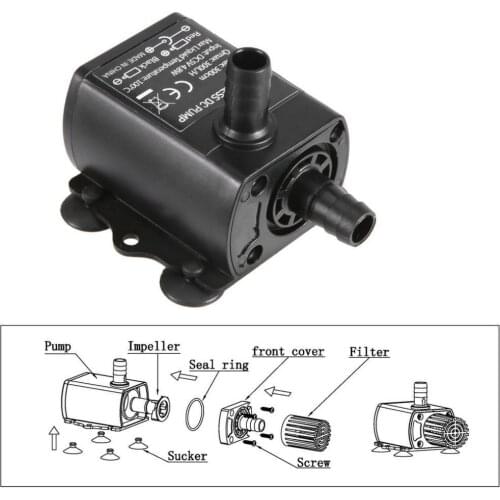 USB DC5V 2.4W Water Pump Mini Water Fountain Pump for Outdoor Solar Fountain Garden Decoration