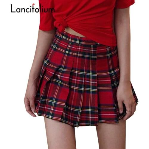 Harajuku Preppy A-Line Micro Mini Plaid Skirt Girl High Waist Pleated Sailor Korean Kawaii Sweet School Egirl Short Skirt Skort