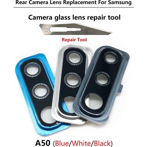 20Pcs/Lot Back Camera Safety Glass Lens With Frame Cover + Tools For Samsung Galaxy A50 A70 A505 A705 A505F A705F