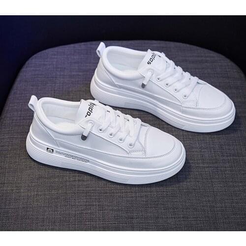 Womens Casual Flat White Shoes Student Running Sneakers Womens Ins Street Shooting Elevator Shoes