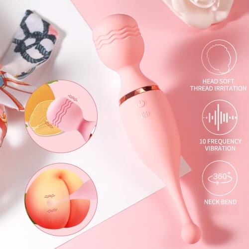 Double-headed Vibration Female Masturbation Device AV Vibrator High Frequency Clitoral Stimulator Dildo Nipple Massager Sex Toys