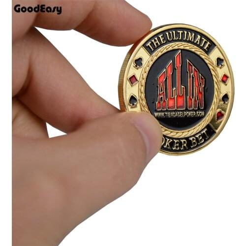 1pc Poker Card Guard Protector Metal Token Coin with Plastic Cover Metal Poker Chip set Texas Hold'em ALL IN Button