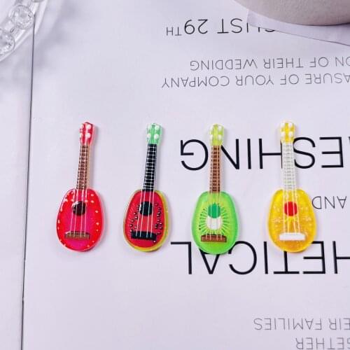 10pcs The flatback DIY Acrylic embossed guitar unreal color jewelry key chain small pendant Diy