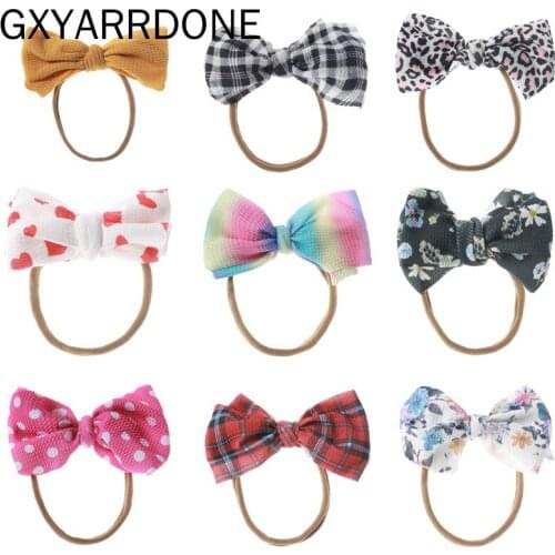 2020 Baby Girls Diy Headband Knot Tie Turban Headwrap Elastic Leopard Hair Bows Baby Nylon Headband Newborn Hair Accessories