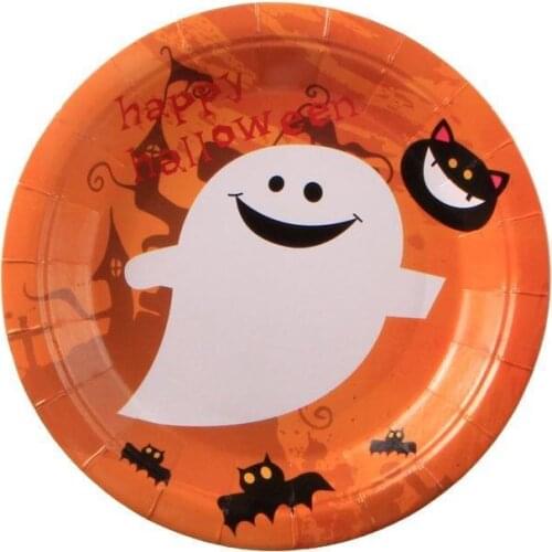 2021 Party Theme Ghost Bat Net Tableware Atmosphere Horror Plate Paper Plate Cool Color Halloween Personalized Disposable Plate