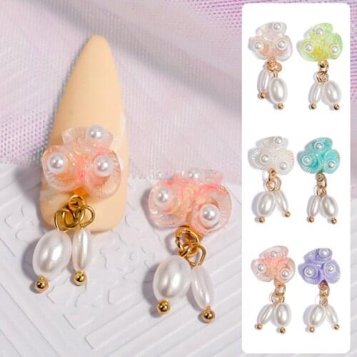 3PC/set nail art accessories ins same paragraph nail Japanese shell pearl flower pendant nail charm luxury decoration art