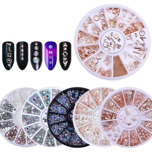 3D Nail Art Decorations Charms Metal Mixed Shapes Geometry Gold Tips DIY Nail Art Tools Crystal Nail Decorating Stickers