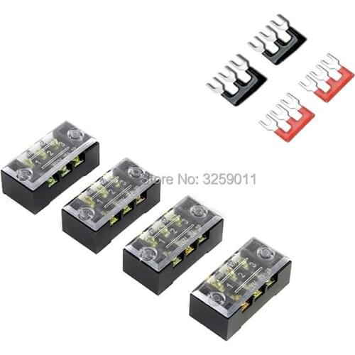 5PCS Dual Row 3 Position Screw Terminal Strip 600V 15A 400V 15A 3 Positions Pre Insulated Terminal Barrier Strip Red Black 10PCS