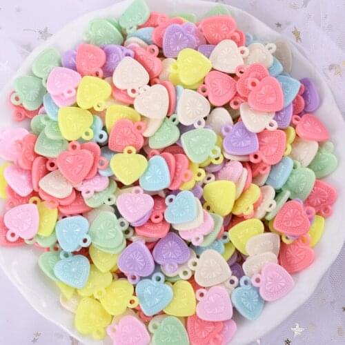 50Pcs/Lot Random Mixed Color Heart Shape Acrylic Beads For DIY Jewelry Making Supplier Kid Bracelet Necklace Pendant Accessories