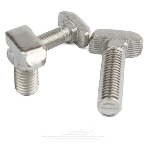50pcs 30 Series M6 Hammer Head T-slot M6*12/16/20/25/30mm T Bolt Screw Nickel Plated For 3030 Aluminum Profile