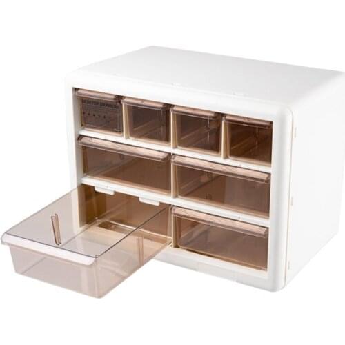8 Grid Drawer Cabinet Jewelry Storage Box Organizer Desktop Makeup Bin Container