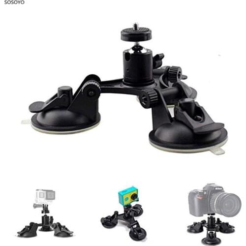 Car Suction Cup TWindshield riangle Holder with Tripod Ball head Sucker For GoPro Hero 7 6 5 4 3+ 3 Xiaomi yi Camera Accessories