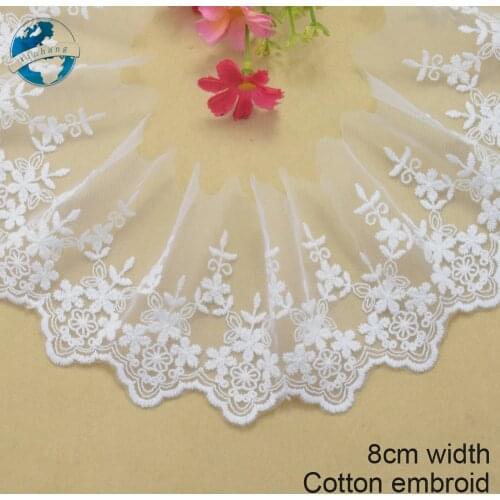 8cm white lace cotton embroidery lace french lace ribbon fabric guipure diy trims warp knitting sewing Accessories#3061