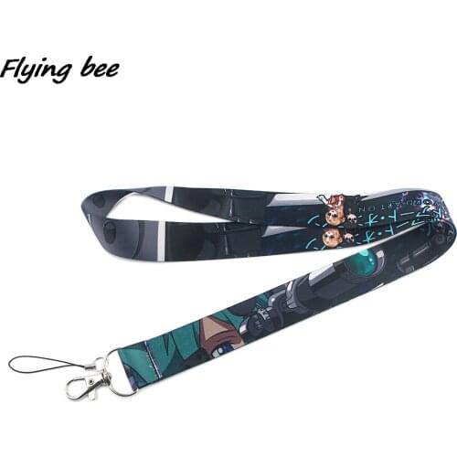 Flyingbee Cartoon Icons Style Anime Lovers Key Chain Lanyard Neck Strap for USB Badge Holder DIY Hang Rope X1310