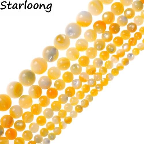 Natural Round The Mother of Pearl Golden Shell Beads For DIY Jewelry Making 4-10mm 15inches Strand Bead Bracelet Necklace Crafts