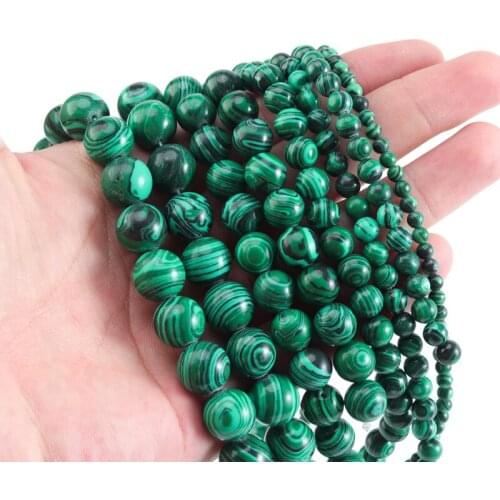 Xinyao Natural Malachite Stone 4/6/8/10/12MM Round Spacers Loose Beads For Jewelry Making DIY Bracelets Necklace Accessories