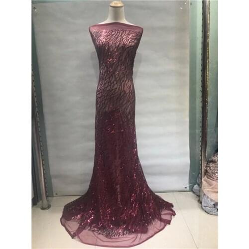 Black Leaf High Quality 2018 African Laces Fabric With Sequines African Dresses Wine red Lace Fabric For Women Nigerian Lace