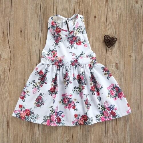 Lovely Dress For Toddler Infant Summer Princess Dress Baby Girls Sleeveless Tie Up Flower Print Clothes Children Infant Outwear