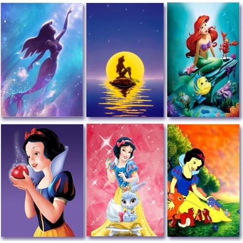 Disney 5D DIY Diamond Painting Cartoon Snow White/Mermaid Princess Brand New Square Brand New Rhinestone Decorative Painting
