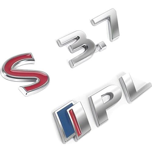 For Infiniti Q50 Q30 Q70 FX35 EX35 QX60 QX70 Stereo Metal Badge Nameplate Rear Trunk Sticker 3.7 IPL S Logo Sticker Decals