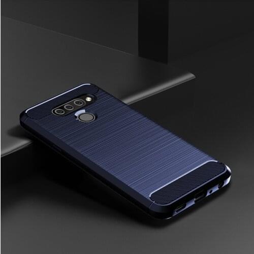 For LG K50S Q60 K40 Case Brushed Carbon Fiber Soft Silicone Bumper Case Cover for LG Stylo 5 K40 V60 Q70 G8X Phone Cover Capa