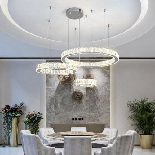 Crystal ring 3/4 ring LED chandelier Living room dining room study bedroom chandelier Commercial establishments decorative lamps