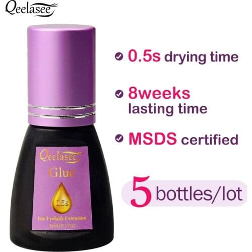 Qeelasee 0.5s Eyelash Glue Fastest Glue for Eyelash Extensions Lasting 7-8 Weeks Makeup Tools Professional Eyelash Glue