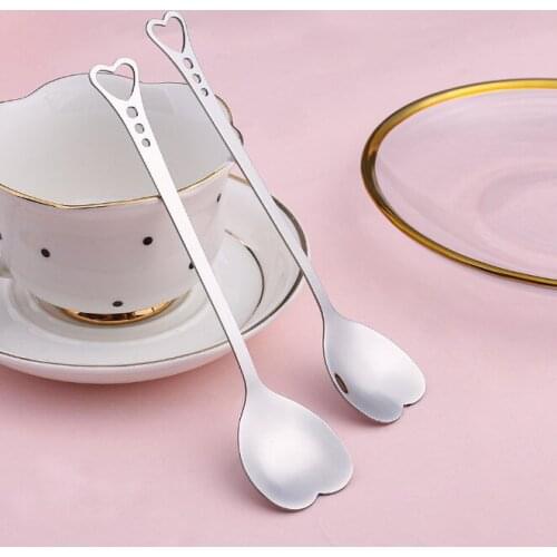 5pcs Wedding Gift Stainless Steel Love Spoon Heart-shaped Coffee Spoon Stirring Spoon Baby Shower Wedding Souvenir for Guest