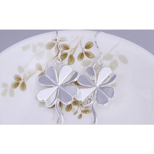 Fashion jewelry Earring For Women, Plated Earrings Four-leaf Clover Earrings E152 /BGDGPLON FQBPHAZL silver color