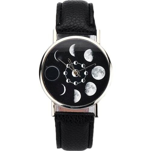 Fashion Women Watch Lunar Eclipse Wrist Watch Breathable Leather Quartz Wristwatch Gifts for Women Dames Horloge Dropshipping