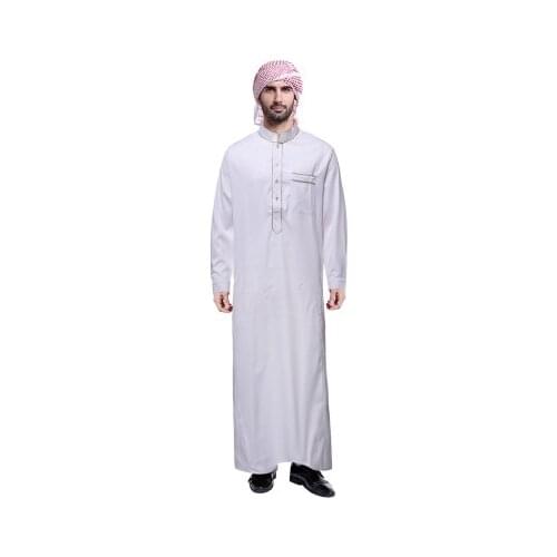 Muslim Abaya for Men Jubba Thobe Middle East Long Robes Kaftan Arab Dubai Adult Long sleeve Islamic Clothing Scarf