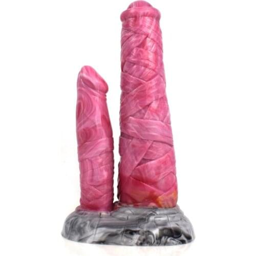2021 New Gory Raw Meat Color Double dildo Sex toys for women Masturbators Animal Dog Horse Penis dildo Silicone Large Anal Plug