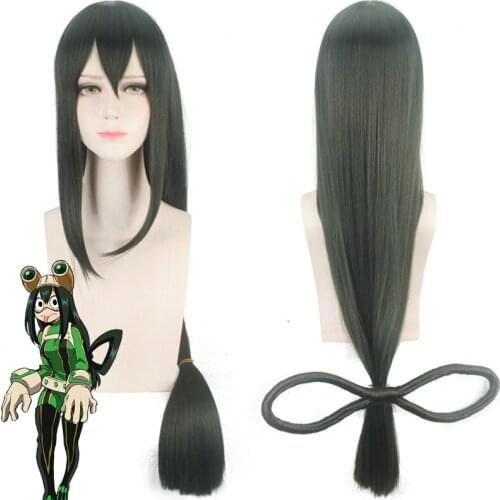 My Hero Academia Asui Tsuyu Wig Dark Green Long Straight Hair Japanese Anime Boku No Hero Academia Cosplay Froppy Wigs C55A26